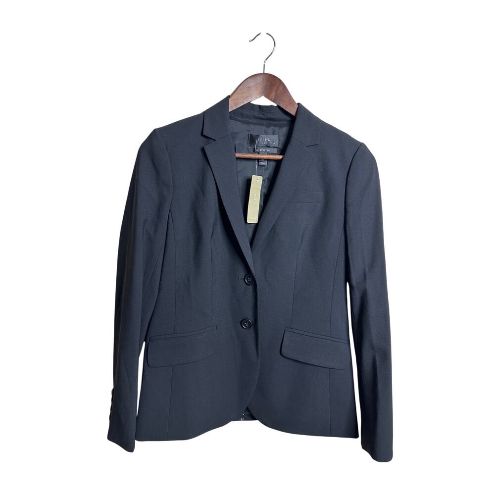 J.Crew 1035 Bi-Stretch Tollegno 1900 Wool Two-Button Blazer Black 4P NWT